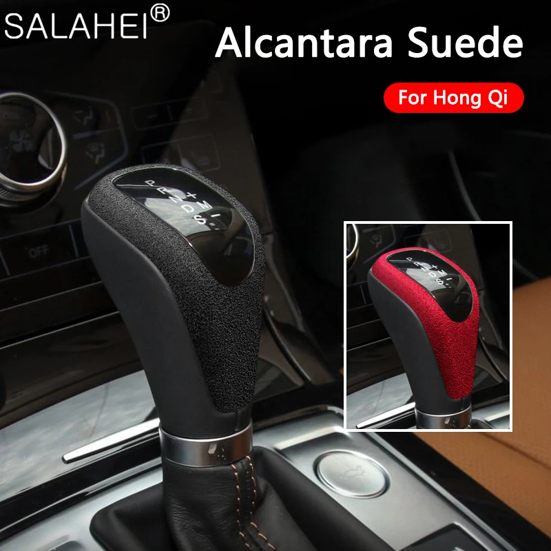

Alcantara Suede Car Gear Shift Handle Knob Cover Protection Frame Stickers Lever Stick Shell For Hongqi H5 2019 Auto Accessories