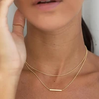 european and american classic necklace double layer rectangular necklace ins wind fashion personality necklace female shi