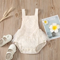 infant baby girls rompers baby solid color triangle climbing lace with hollow embroidery lace baby climbing clothes