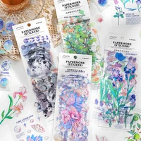6 sheetslot pet deco stickers aesthetic fresh plants flowers moon phase bullet journaling accessories diy waterproof stickers