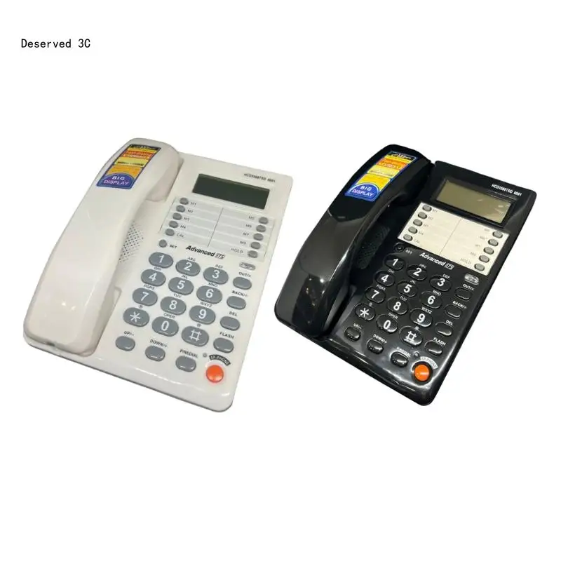 R9CB Desktop Corded Telephone for Home Landline Telephone Big Buttons LCD Display