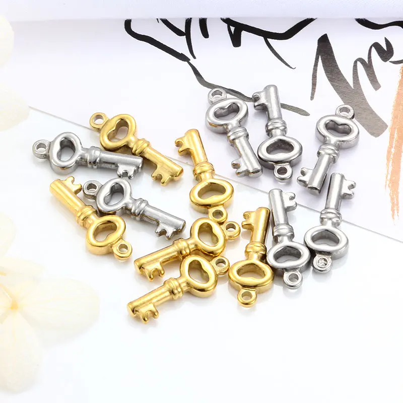 

5pcs Stainless Steel Gold Polishing Lock Key Charms Couple Love Pendants Diy Necklace Bracelet Jewelry Making Supplies Wholesale