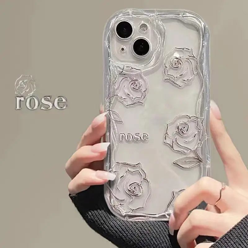 Фото Прозрачный чехол с цветочной цепочкой для iPhone 11 Pro Max 12 Mini 11 Pro 8 7 6 6s Plus XR X XS Max SE 2020, чехол из ТПУ Rose Tulip №1