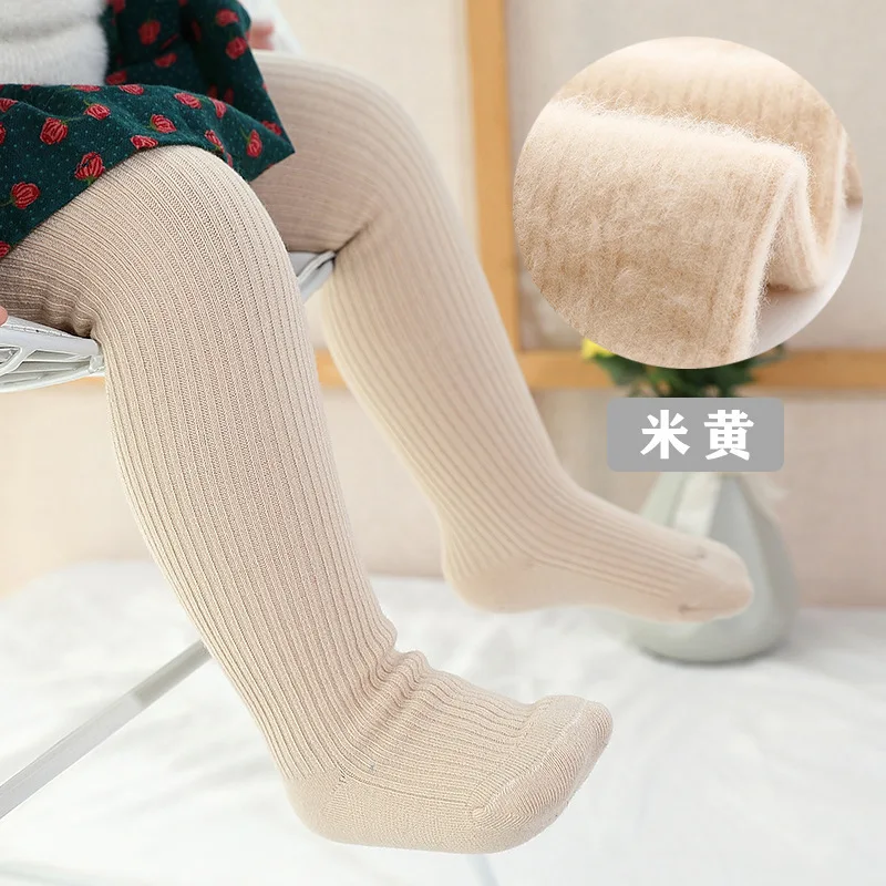 

Winter Newborn Baby Tights for Girls Thicken Warm Velvet Pantyhose Knitted Baby Girl Clothes Stockings Casual Tights Panty Solid