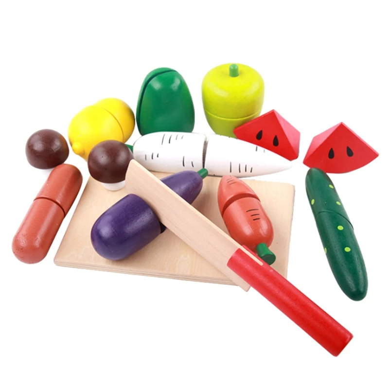 

Food Cutting Fruit Vegetable Board, Wooden Cutting Toy, Kitchen Food Toy, Hands-On Ability Pretend Game, Baby Gift