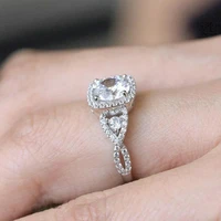 new european and american jewelry light luxury round zircon four prong ring micro set diamond intertwined wedding open ring