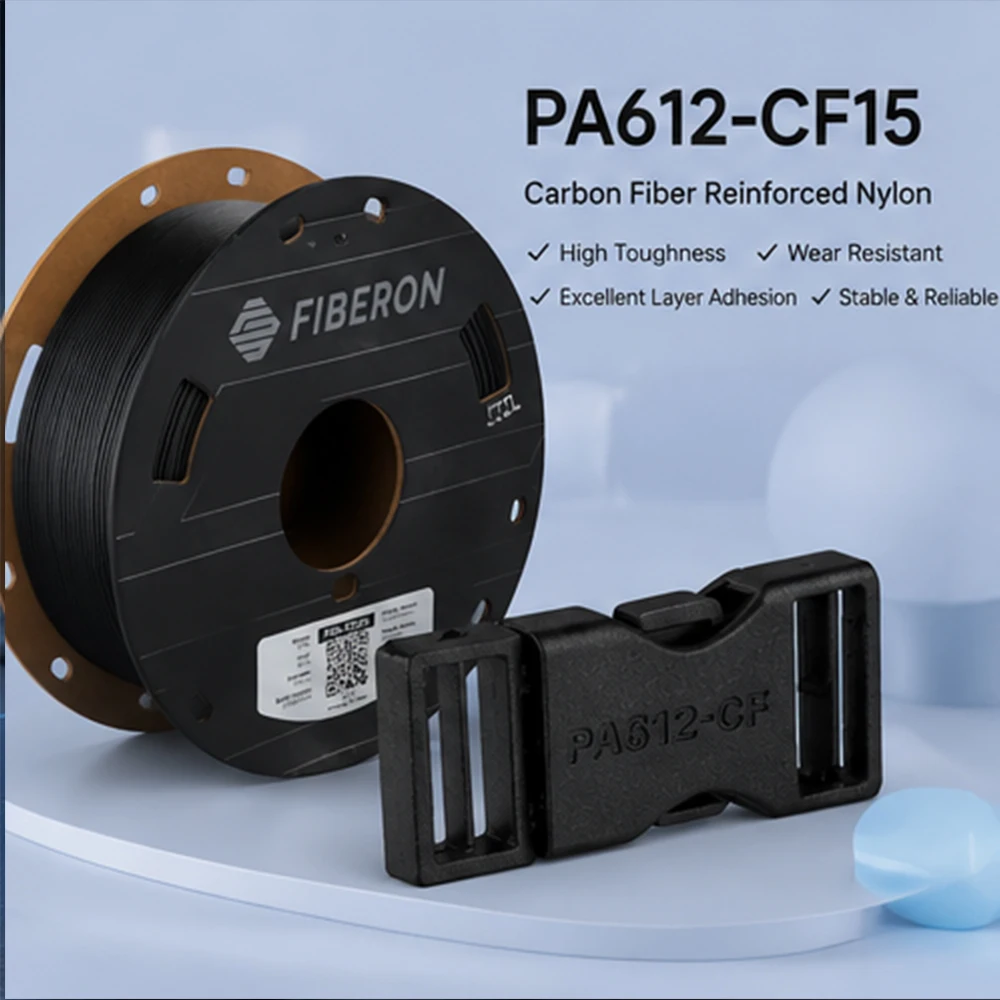 Фото PA612-CF15 3D-филамент 1,75 мм 0,5 кг Polymaker Fiberon, армированный углеродным волокном нейлон, высокопрочный инженерный материал №1