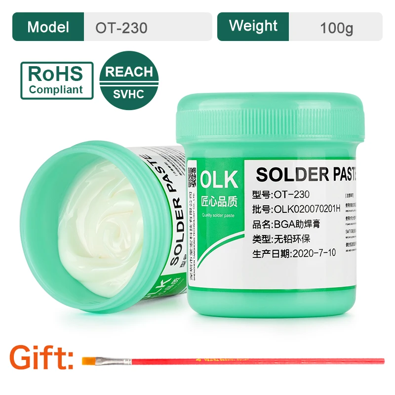Паяльная паста OLK SMD BGA со свинцовым Флюсом, без очистки, для ремонта телефона, паяльная паста, канифоль, паяльное масло 100 г