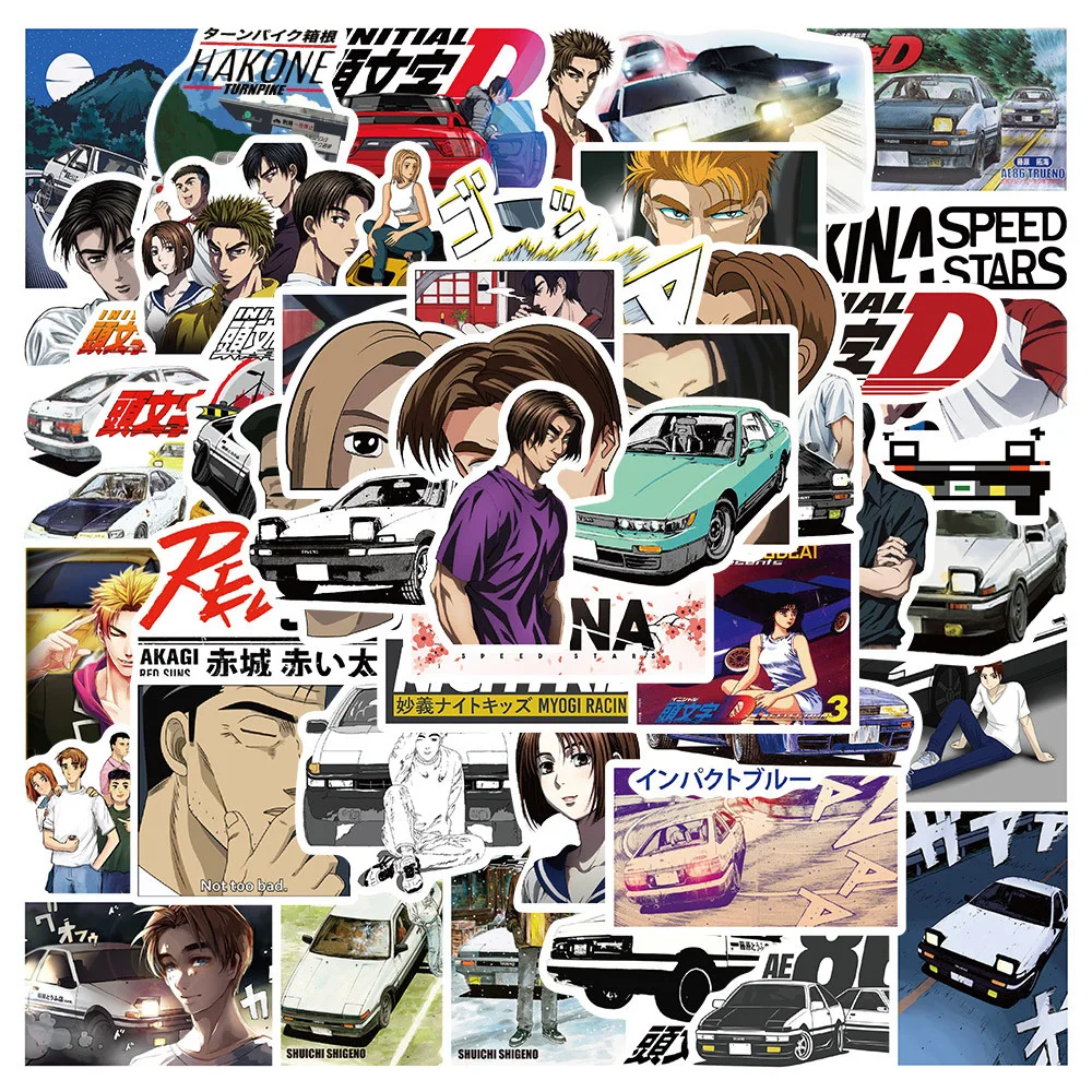 

10/30/50pcs Anime Initial D Stickers Cartoon DIY Car Skateboard Laptop Phone Case Luggage Waterproof Toy Cool Sticker for Kids