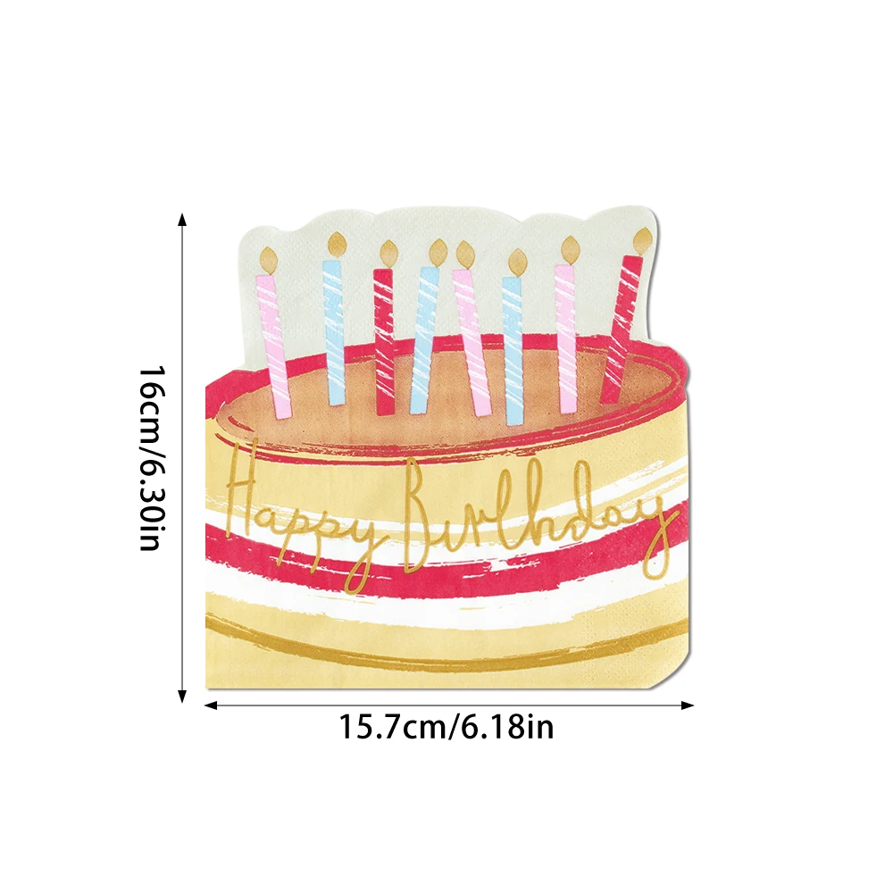 

20 шт., одноразовая бумажная салфетка с днем рождения, забавная свеча, торт, бумажные салфетки на день рождения, детские украшения для дня рождения, детского душа
