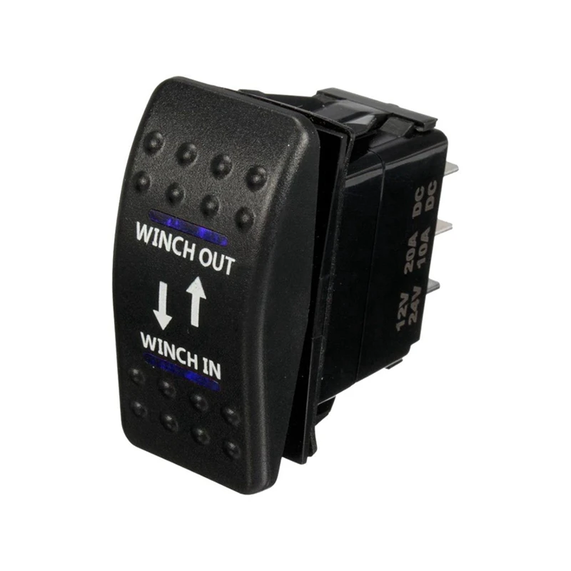 

2 Pcs 12V 20A Winch In Winch Out ON-OFF-ON Rocker Switch 7 Pin LED, Blue & Green