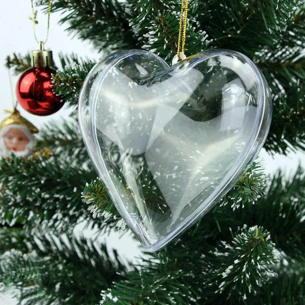 

5pcs Heart Shape Transparent Plastic Ball Clear Plastic Craft Ball Heart Shape Baubles For Christma Wedd Decoration Plastic E3F1