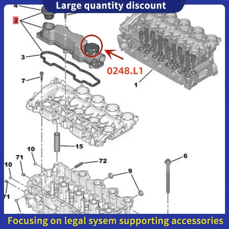 0248L1 30711484 1479837 комплект для ремонта крышки клапана двигателя PCV с мембраной Citroen 1 6
