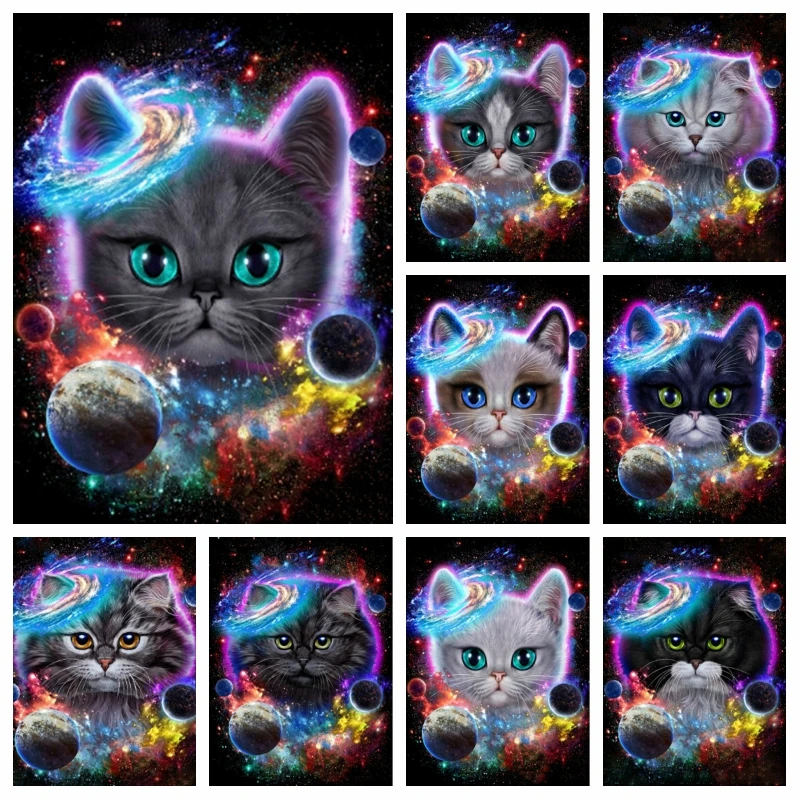 New 5D Diamond Painting Starry Sky Cat Animals Drills Diy Embroidery Mosaic Art Cross Stitch Kits Craft Home Decor 2023 Gifts