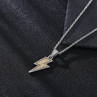 personality hip hop full zircon lightning pendant necklace for mens and womens long chain hip hop jewelry fashion accessories