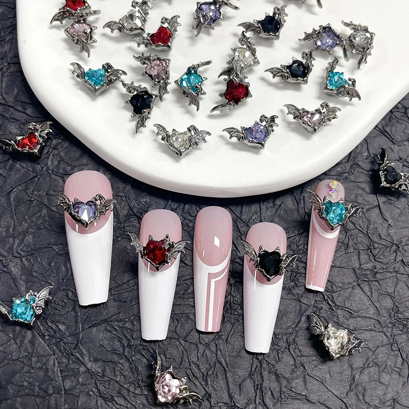 

5PCS Alloy Bat Nail Art Charms Rhinestones Jewelry Accessory Parts For Halloween Nails Decoration Design Supplies Tool