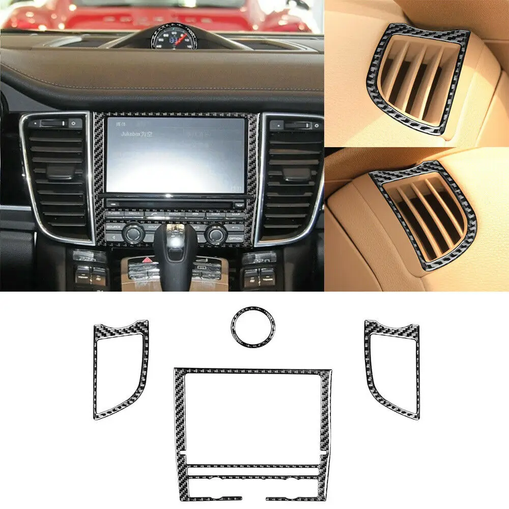 

Real Carbon Fiber Car Central Control Multimedia Panel Cover Trim for Porsche Panamera 970 2010-2016