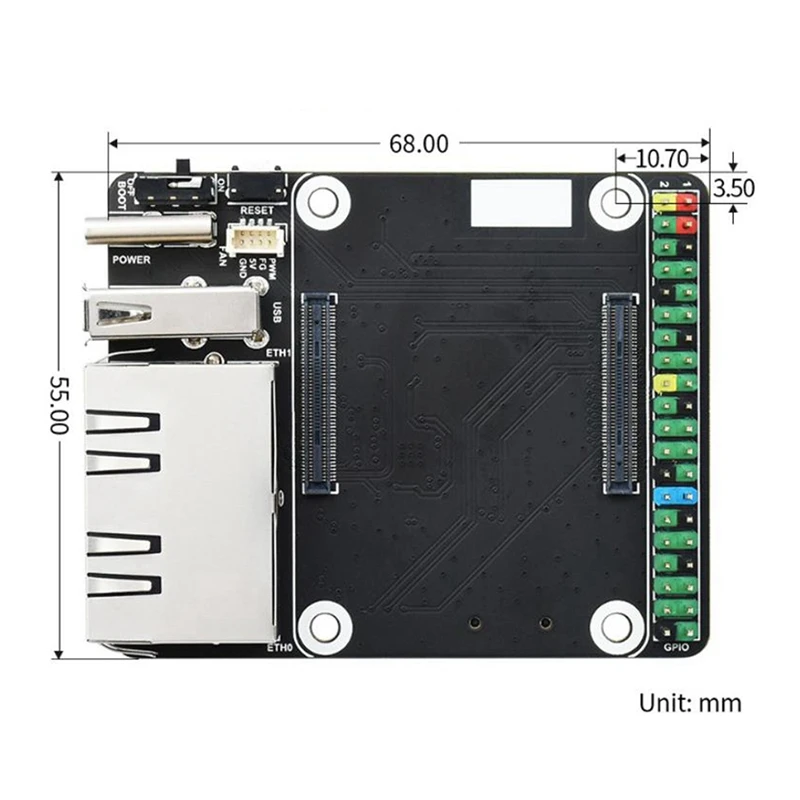 Плата расширения Waveshare CM4-DUAL-ETH-MINI для компьютера Raspberry Pi 4 RJ45, плата расширения с двойным гигабитным портом Ethernet