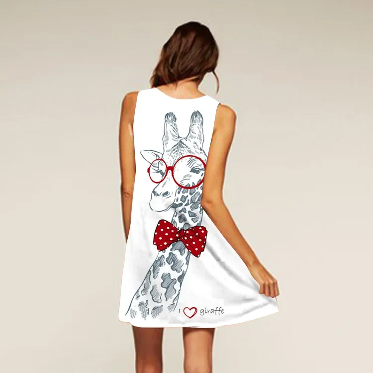 Быстрый продавать 2018 европейский стиль цифровая печать платье с круглым вырезом