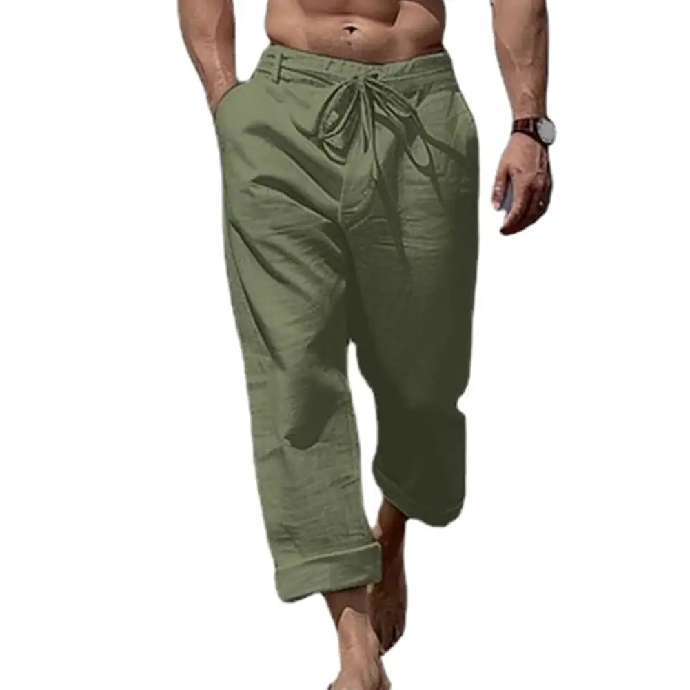 

Men Long Pants Soft Breathable Men's Drawstring Waist Pants with Pockets Comfortable Casual Homewear Trousers for A Stylish Look