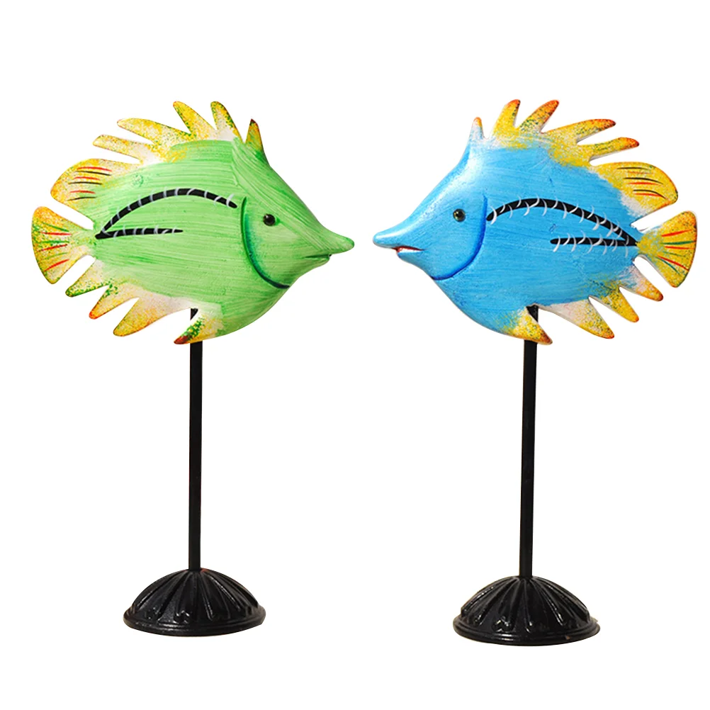 

2 pcs Wooden Ornaments Couple Tropical Desktop Adornmant for Office