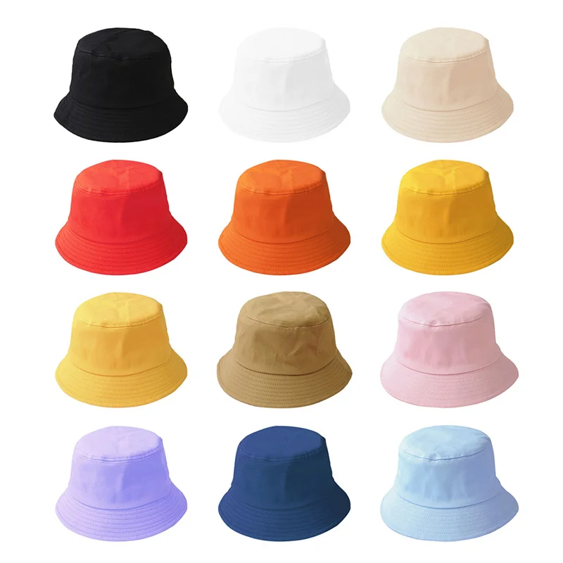 Панама однотонная для мужчин и женщин хлопковая шляпа детей повседневная отдыха