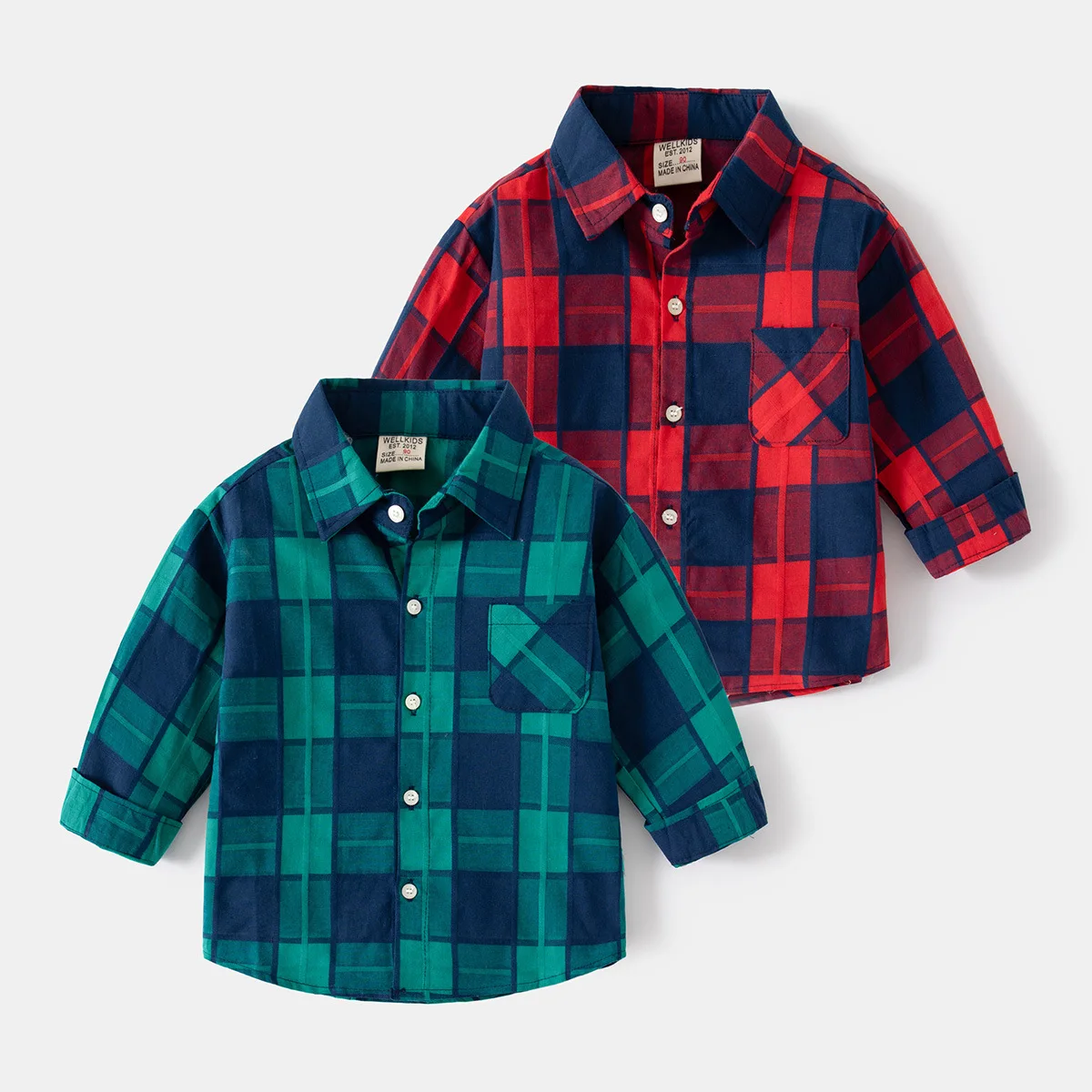 

Plaid Cotton Boys Shirts Long Sleeve Toddler Tops For 2-6 Years Old Kids Clothes