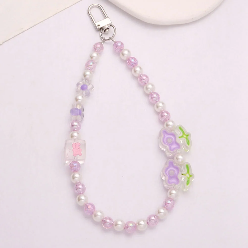 

2 Pcs Beaded Pendant Lovely Phone Chain Car Key Holder Cell Charm Hanging Decor Acrylic Men Women Car Accessories