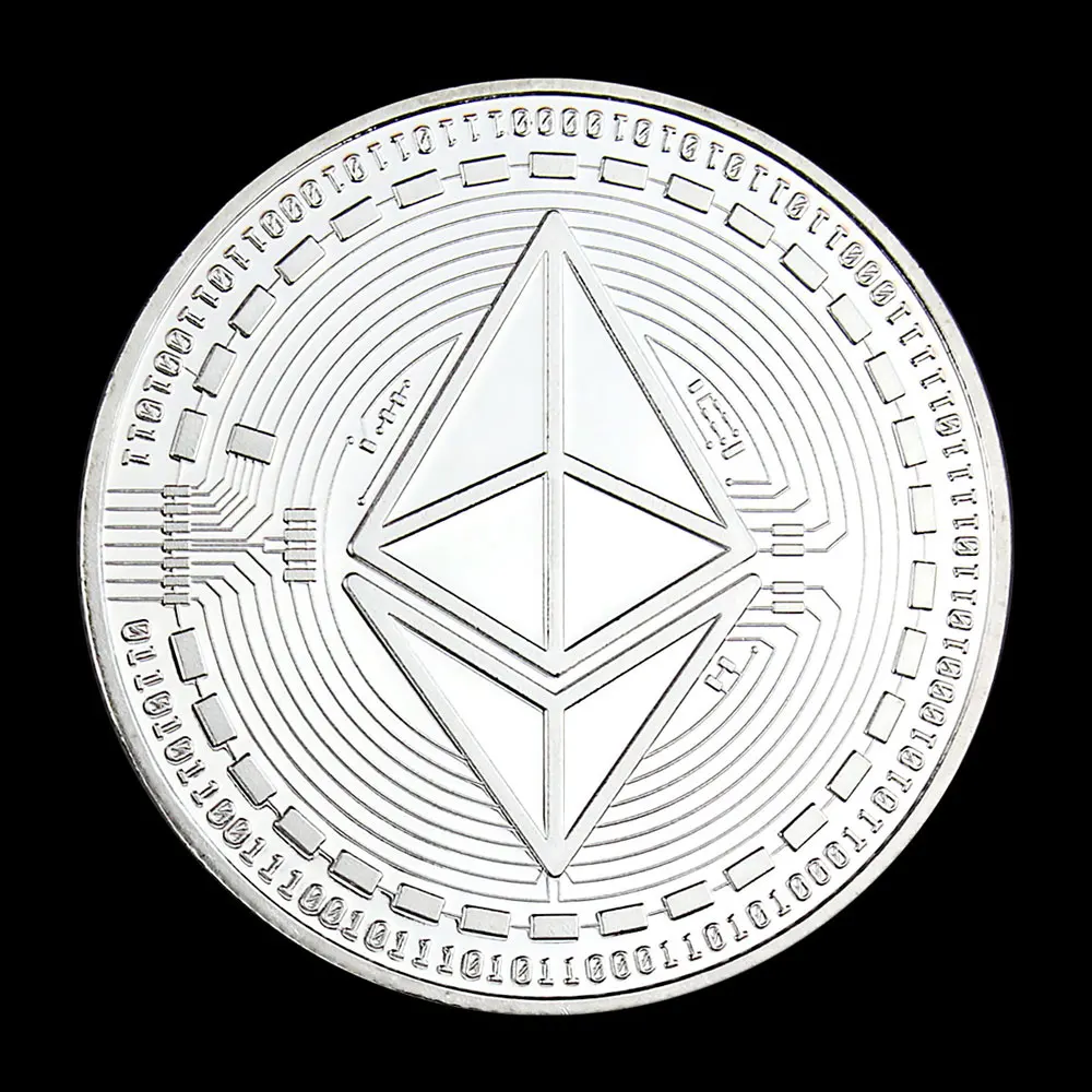 Биткоин эт с серебряным покрытием эфириум тиснением стерео Цифровая монета