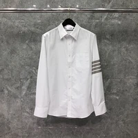 tb thom shirt spring autunm fashion brand mens shirt gray 4 bar striped casual cotton oxford slim fit custom wholesale tb shirt