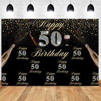 black 50th photo backdrop lady men happy birthday party balloon photograph background banner decoration prop