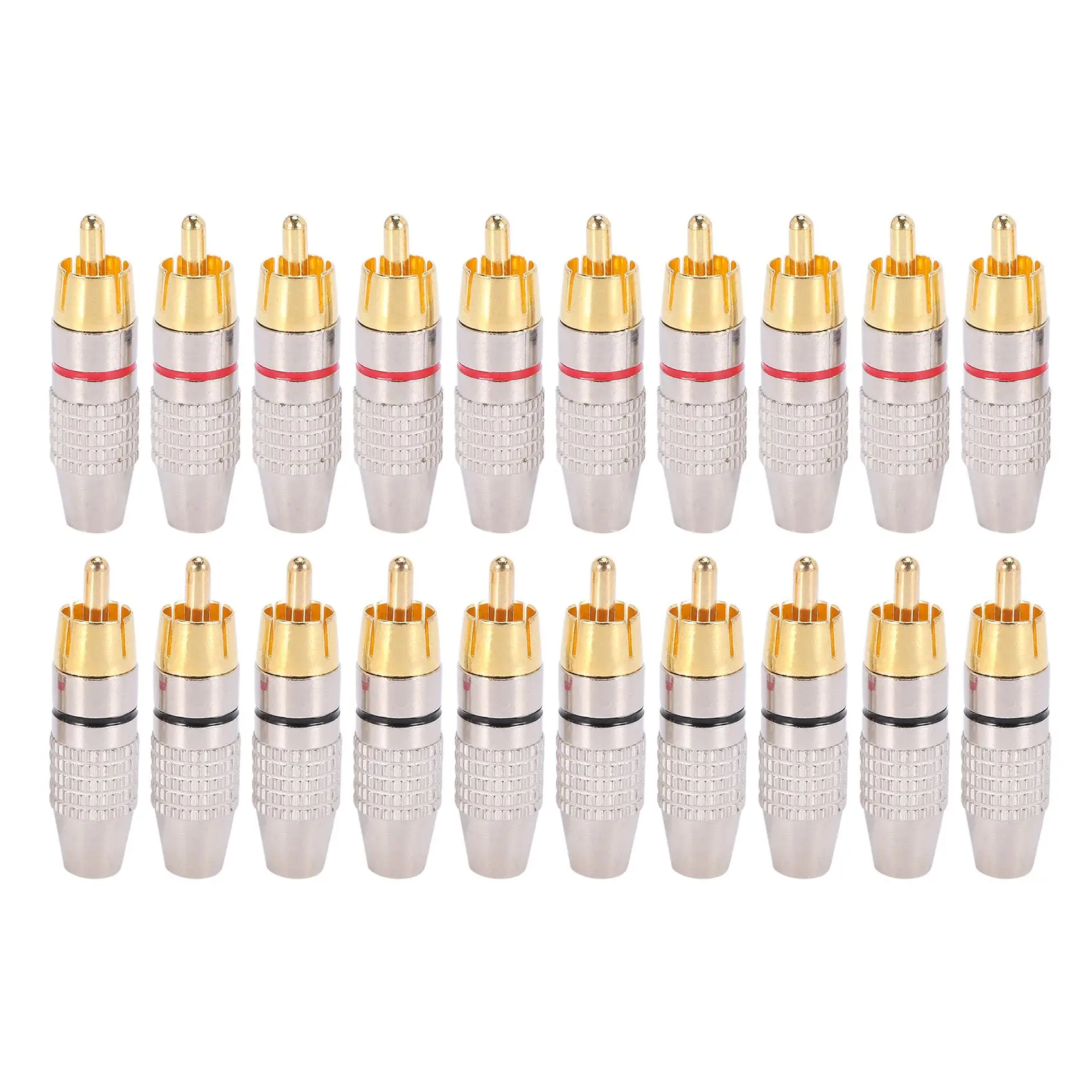 

20 Pcs RCA Plug Audio Video Locking Gold Plated