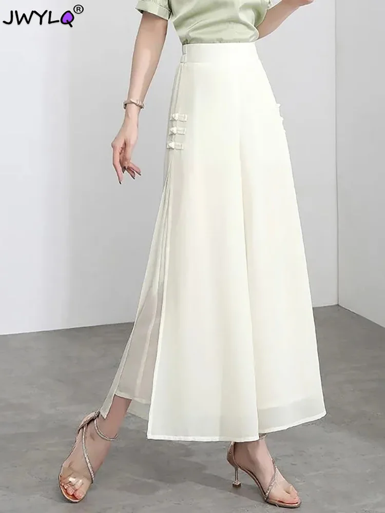 

Брюки женские шифоновые с широкими штанинами, с завышенной талией, кюлоты до щиколотки, спортивные мешковатые прямые штаны, весна-лето