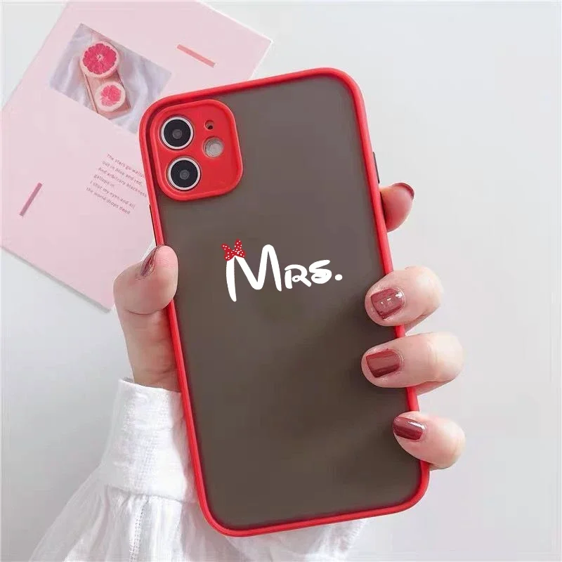 Милый чехол с бантом Mr Mrs для телефона IPhone 15 Pro Max 13 Mini 11 12 XS X 7 XR 8 14 Plus противоударные