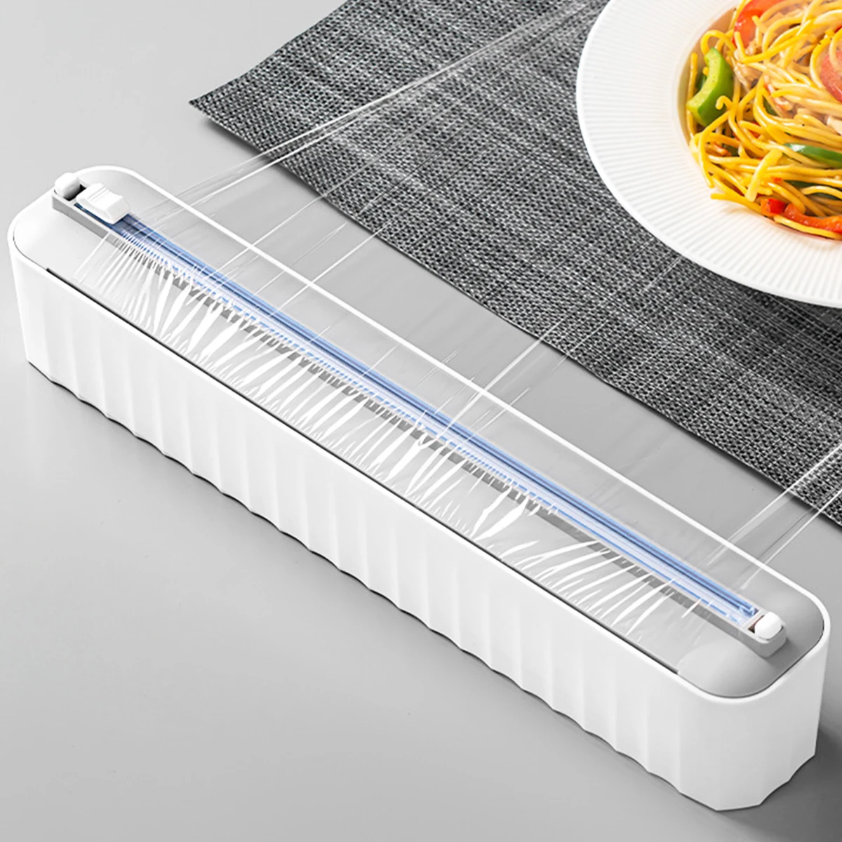 

Magnetic Food Wrap Dispenser with Cutter Waterproof Refillable Cling Film Dispenser Easy to Clean Reusable Plastic Wrap Aluminum