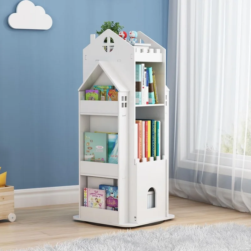 Multilayer 360 Degree Rotating Bookshelf Children's Picture Book Toys Storage Container Floor Standing Magazine Newspaper Rack | Дом и сад
