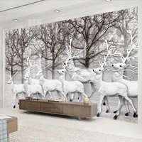 custom mural wallpaper 3d stereo elk forest black and white abstract background wall decoration painting living room 3d frescoes