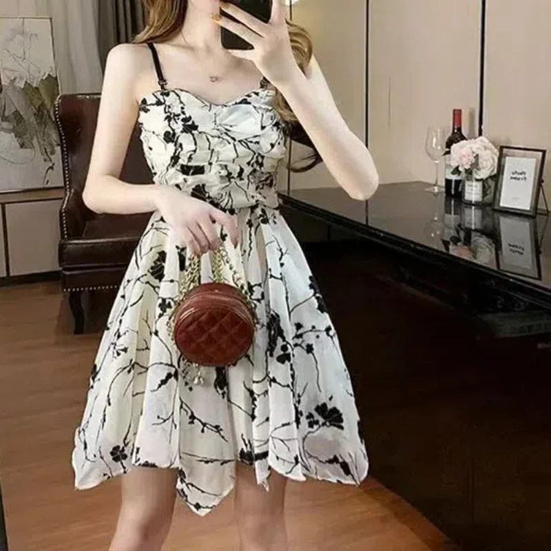 Женский пуловер с V-образным вырезом Юбка До Колена контрастных цветов цветочным