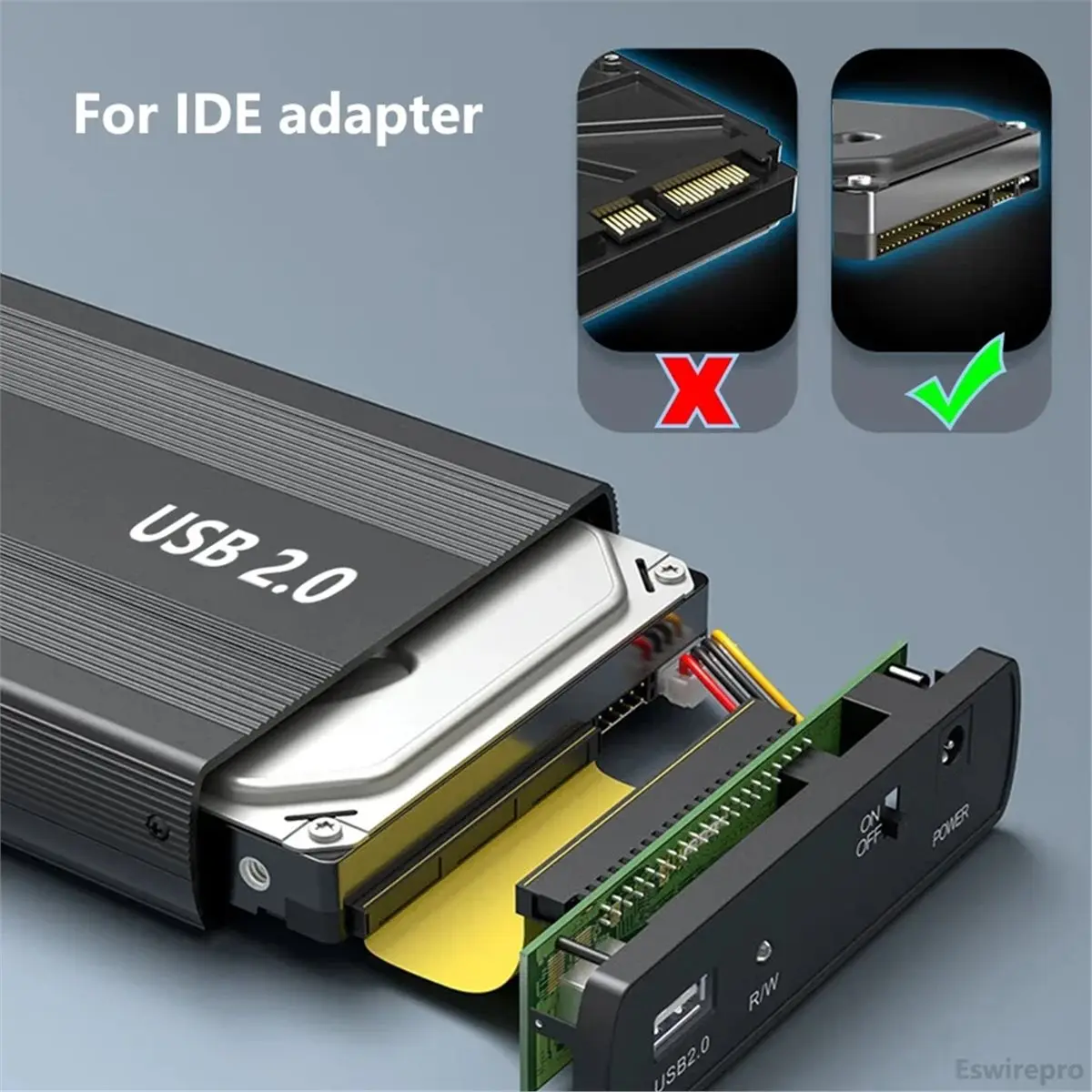 Фото Внешний корпус для жесткого диска IDE (DT93) для 3,5-дюймовых IDE HDD/SSD, USB-IDE, с блоком питания, вилка EU №1