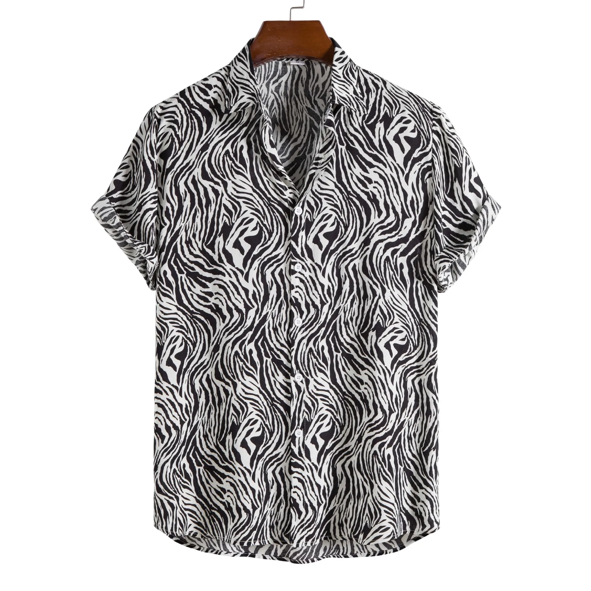 Mens Stylish Leopard Print Summer Shirts Casual Button Down Short Sleeve Beach Hawaiian Shirt Men Harajuku Streetwear Clothing