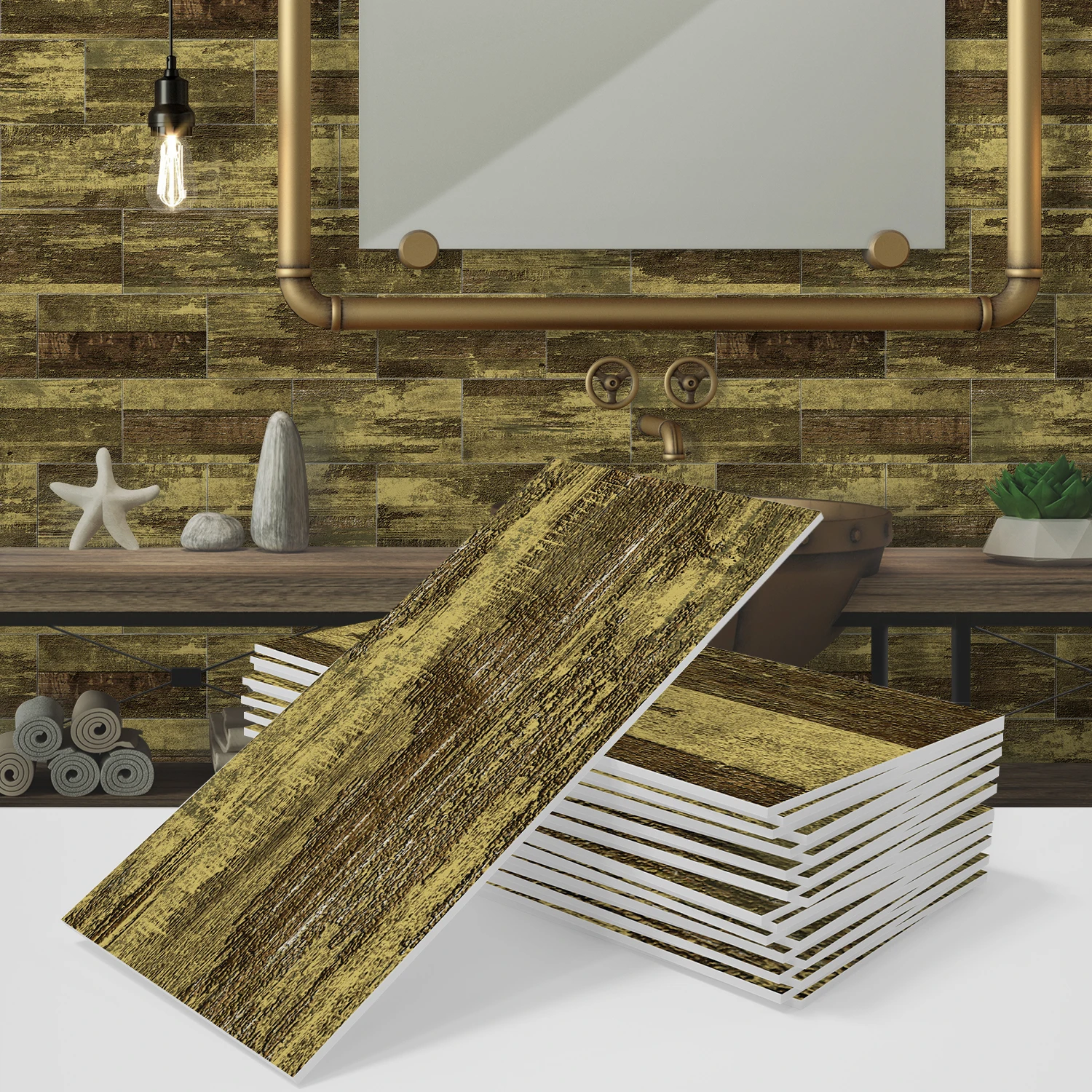 

16/32/64 шт. кухонная плитка Backsplash матовая древесная зернистая самоклеящаяся Ретро домашний декор пилинг и Стик искусственная пена для домашних животных