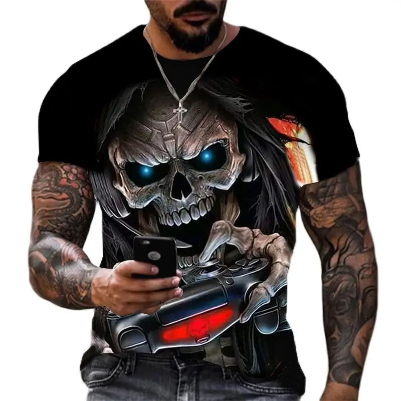 

Men's Women's 3D Printed Skull T-Shirts Short-Sleeved Casual Oversize Summer Fashion T-Shirt Sports Pullover Summer Top T-Shirt