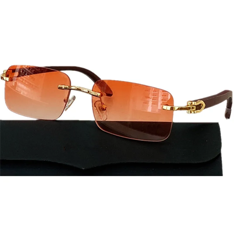 

Lux C Rimless Rectangular Tinted Sunglasses UV400 Unisex Lightweight Wooden Leg for Prescription Accustomized Goggles