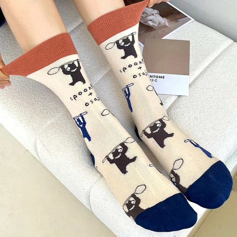 4pairs Women Socks Autumn Winter Monet Series Retro Women Personality Art Famous Painting Oil Funny Happy Sock Gift Set Dropship