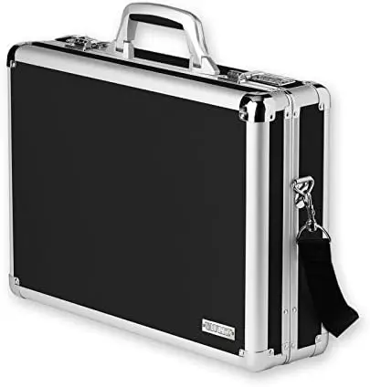 

Briefcase - 18 x 14.25 x 5 Inch Combination Lock Hard Laptop Case w/Strap - Briefcases for Men and Women - Black