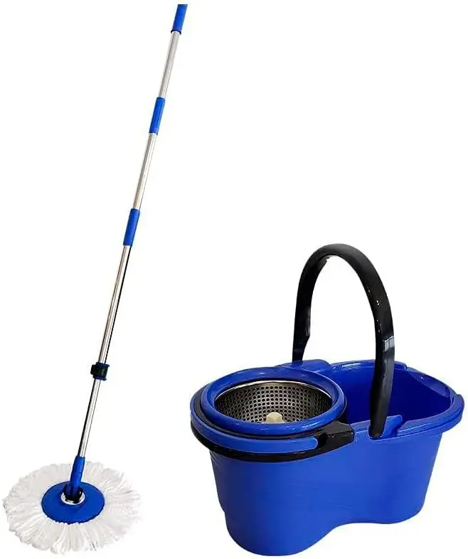 

Mop Rotating 360 Centrifugal Angle Mop with Basket Stainless Steel Refill Multipurpose Blue