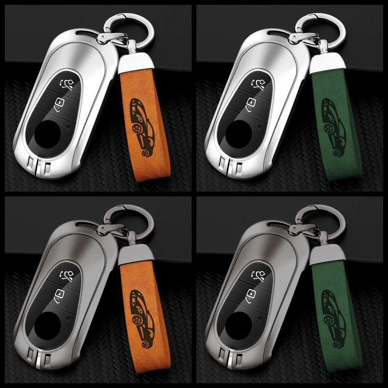 

Upscale Zinc Alloy Leather Car Key Case Cover Shell For Mercedes Benz 2021 C/S Class W223 W206 S350L S400L S450L S500L Protector