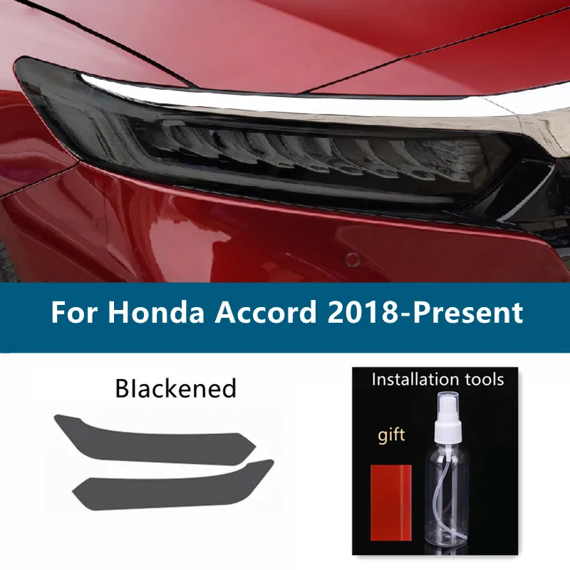 

Защитная затеняющая пленка для автомобильных фар 2 шт., дымчато-черная Прозрачная защитная наклейка из ТПУ для Honda Accord 2016 2017 2018 2019 2020