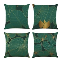 1pcs pillowcase home decor pack dark green and gold leaf cushion cover for outdoor terrace garden sofa upholstery