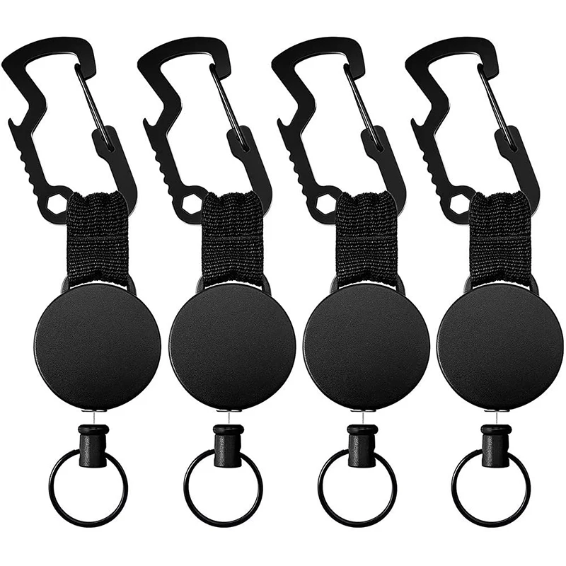 

Retractable Keychain 60cm/24in Multitool Burglar Chain Key Holder Carabiner Clip Belt Key Ring Steel Wire Cord Tactical Keychain